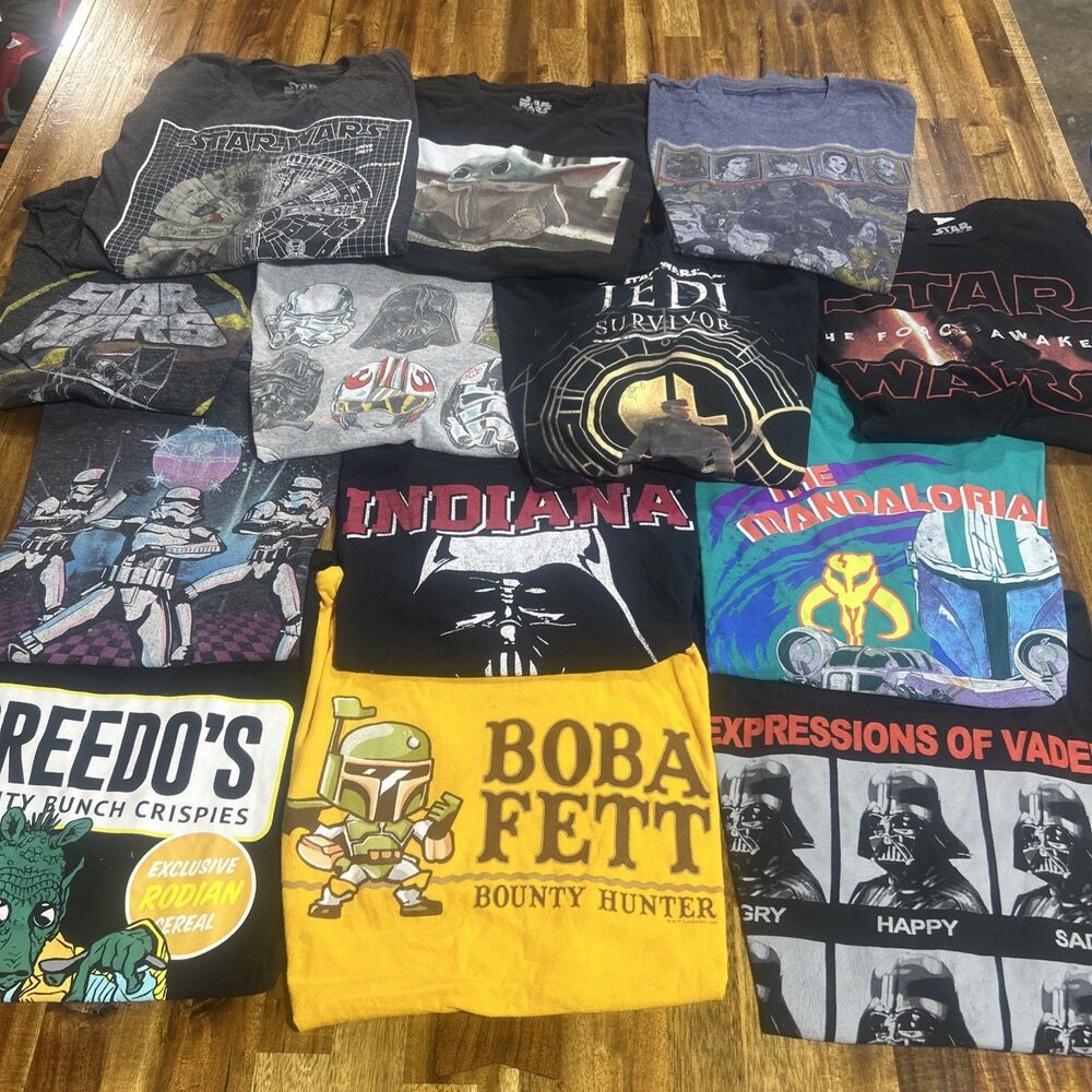 Star Wars Dark Side Vader Yoda Skywalker Men’s Graphic T-Shirt Lot Of 13 Size Lg